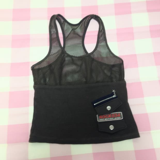 빈티지 Y2K 메쉬 슬리브리스 