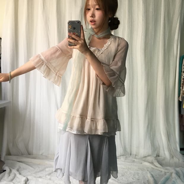 빈티지 세실맥비 뮤트 소라 아이보리 수채화 코디세트