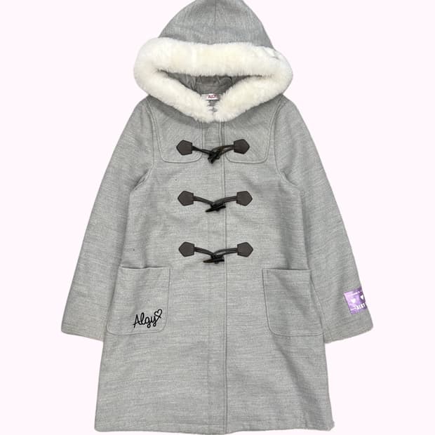 grey fur hood duffle coat