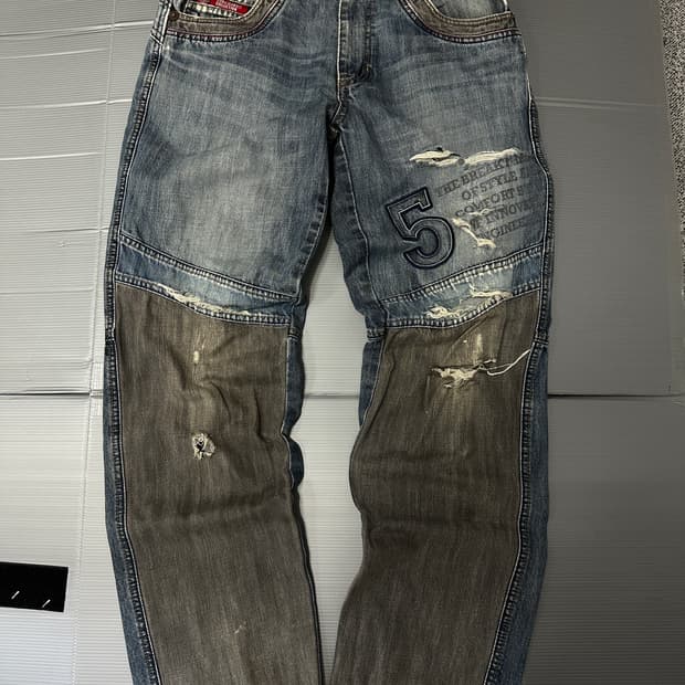 후부 올드스쿨 데미지 데님 팬츠 바지