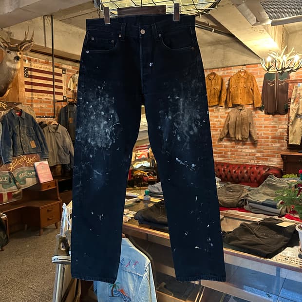 90s USA 빈티지 리바이스 501 0660 블랙진 흑청 데님 팬츠