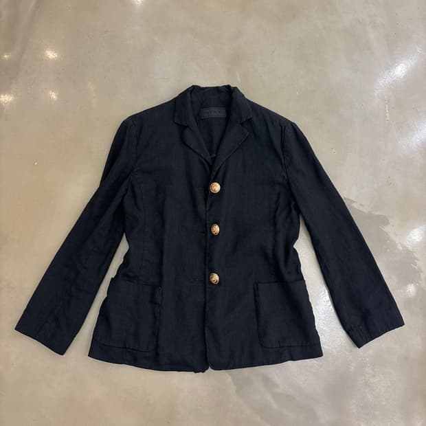 블랙 린넨 블레이저