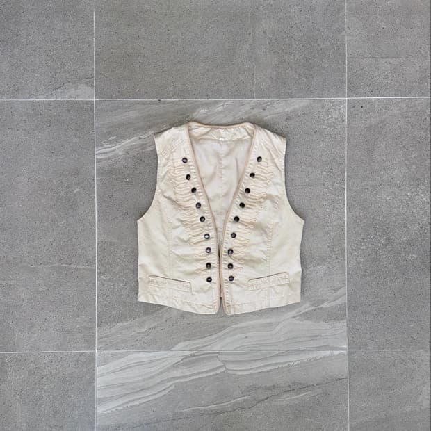 Ivory napoleon button detail vest