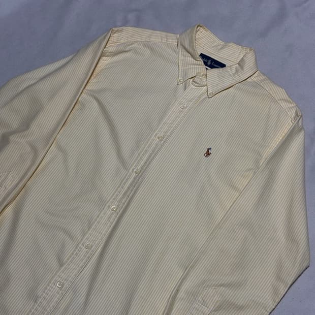 L 폴로랄프로렌 커스텀핏 옐로우 스트라이프 셔츠