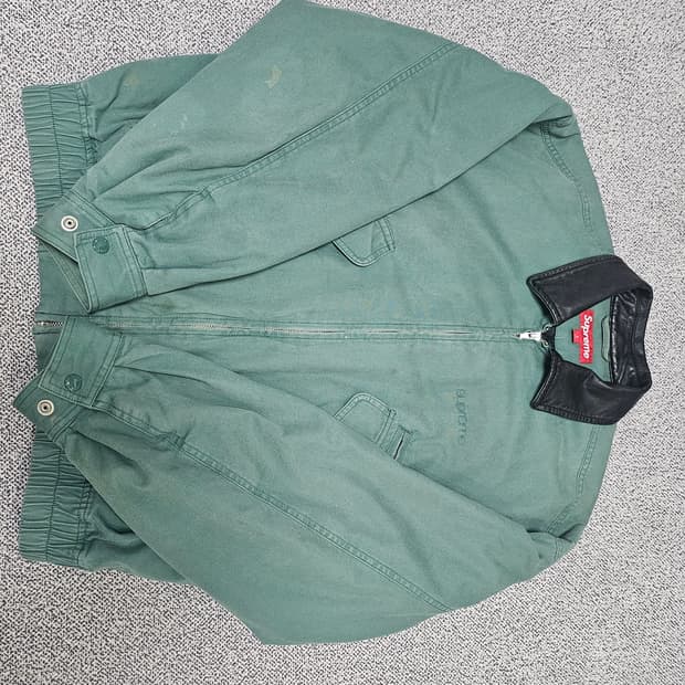 23fw 슈프림 레더 칼라 유틸리티 자켓 그린