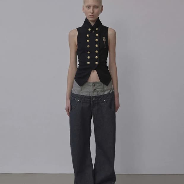 스컬프터) Beaded Layered Denim Pants 그레이