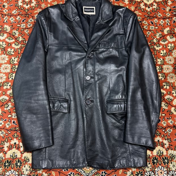 [105] Sereno 리얼 소가죽 레더 블레이저 자켓