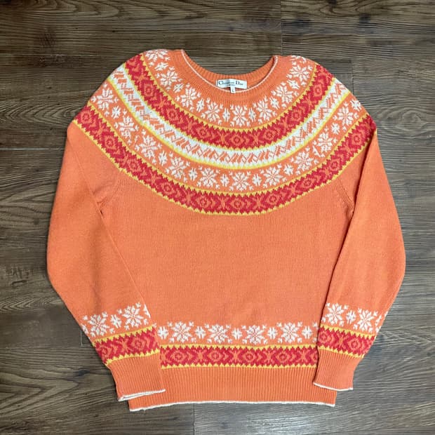 90s Christian Dior Fair Isle Knit Sweate