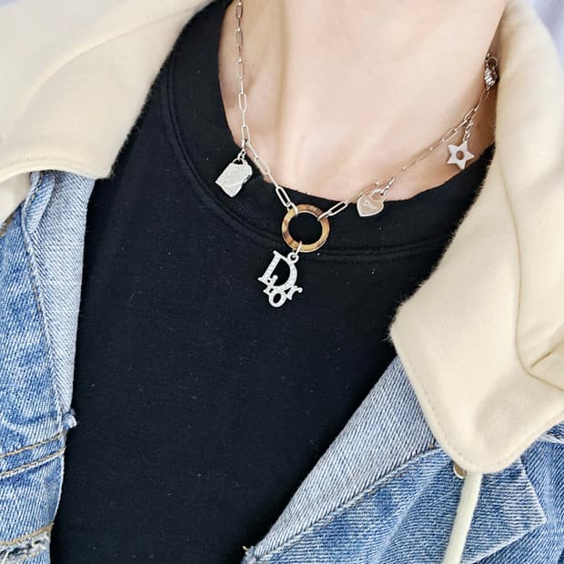 디올 오블리크 참 목걸이 / 참분리 가능 [정품·희귀매물]