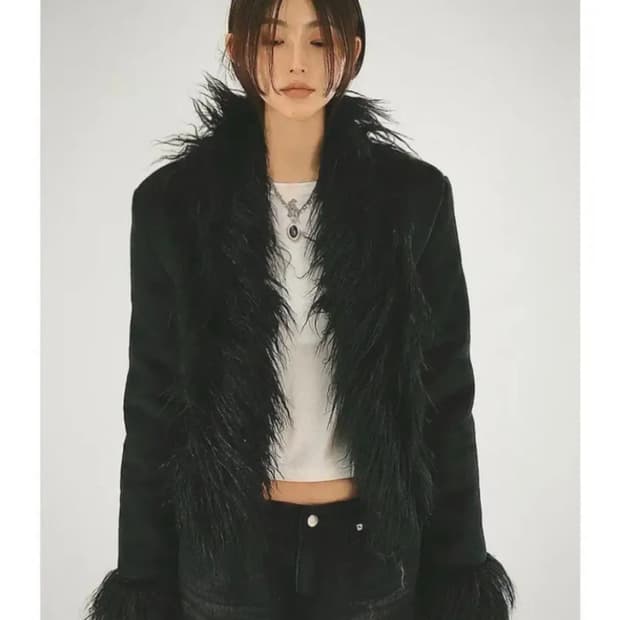 블랙 퍼 무스탕 자켓