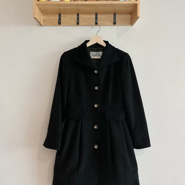 jpn viaggio blu 울 앙고라 혼방 블랙 레이어드 일본맛 코트