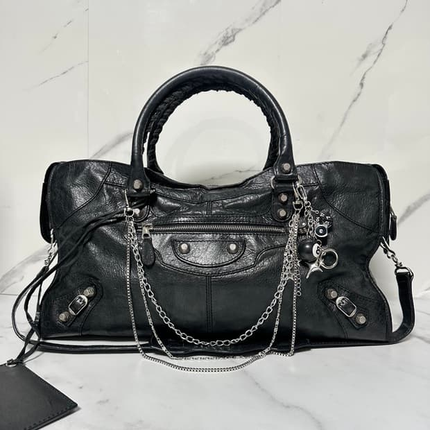 [A 정품] 발렌시아가 시티 모터백 파트타임 블랙