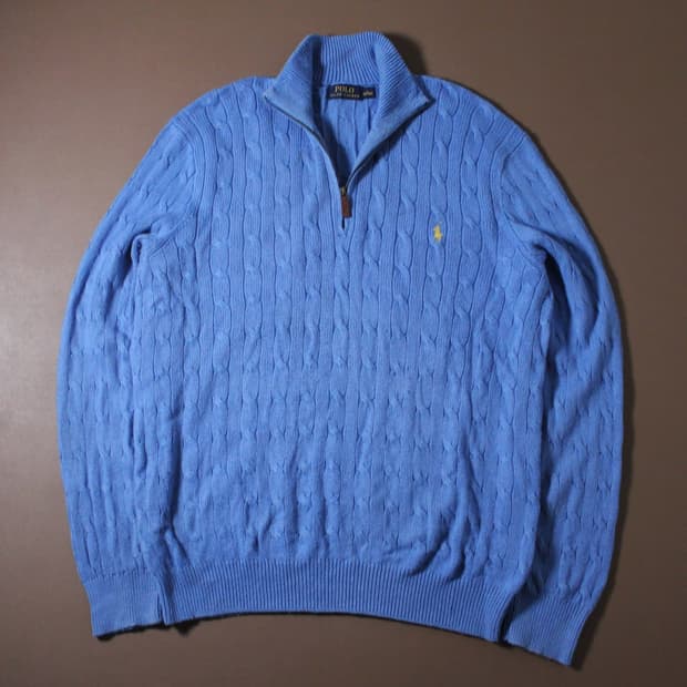 Polo 폴로 랄프로렌 케이블 니트 하프집업