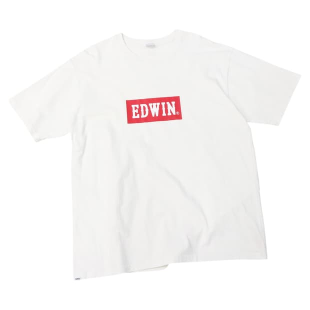 에드윈 EDWIN 빈티지 레드 박스 로고 화이트 반팔 티셔츠 (XL)
