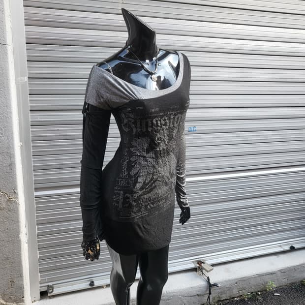 salvage long-sleeved one-piece 