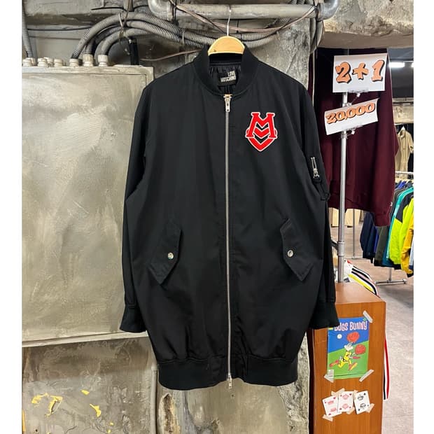 러브 모스키노 롱 봄버 자켓 블랙 90 #csz3590