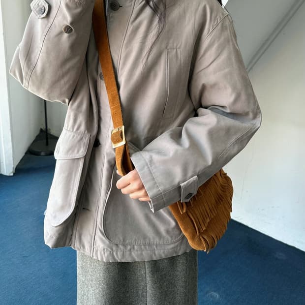 Stand collar padded mil mid coat