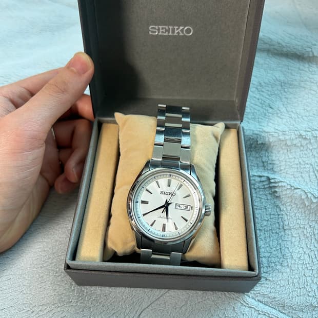 세이코 오토매틱 메탈시계 흰판 백판