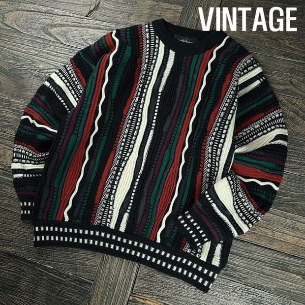 [빈티지] 에스닉 패턴 3D 케이블 루즈핏 니트 M19875
