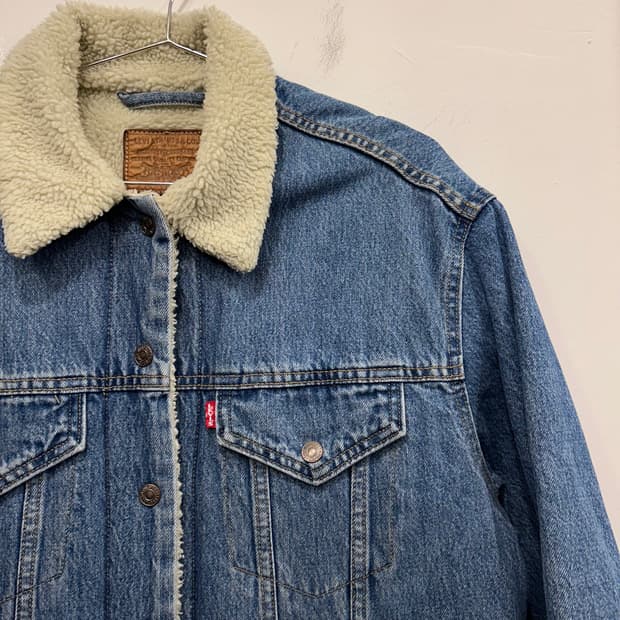 리바이스 빈티지 퀄리티 클로징 뽀글이 롱 데님자켓
