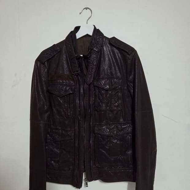 BON 브라운 레더 자켓 남성용