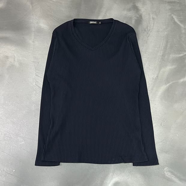 dkny 네이비 브이넥 골지 니트 y18673