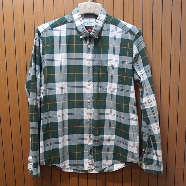 Barbour  바버 슬림핏 포켓 코튼 체크 셔츠 s