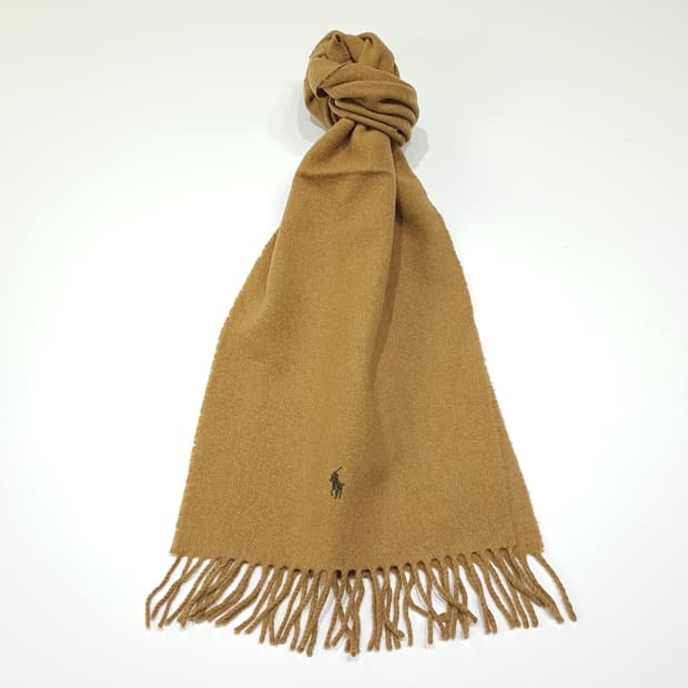 MX608 폴로 90s 스코틀랜드판 램스울 포니자수 카멜 머플러 목도리