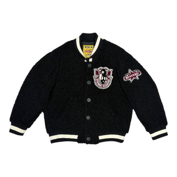 히스테릭 글래머 히스걸 패치 플리스 바시티 스타디움 자켓