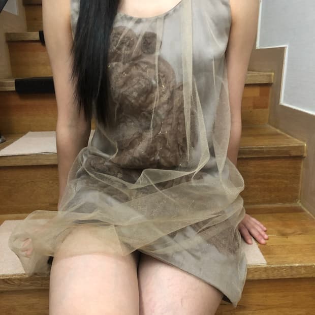 빈티지 라이트 카키 오리엔탈 레이스 원피스