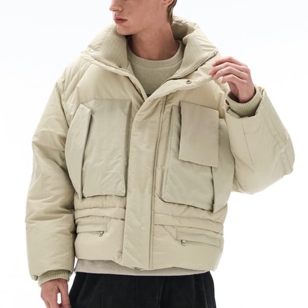 시스템옴므 구스다운 숏패딩 푸파