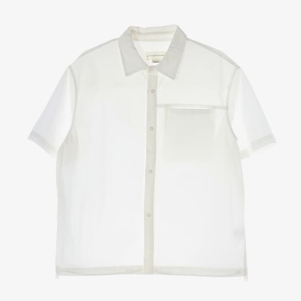 라퍼지스토어 화이트 시어 코튼 나일론 반팔 셔츠 S