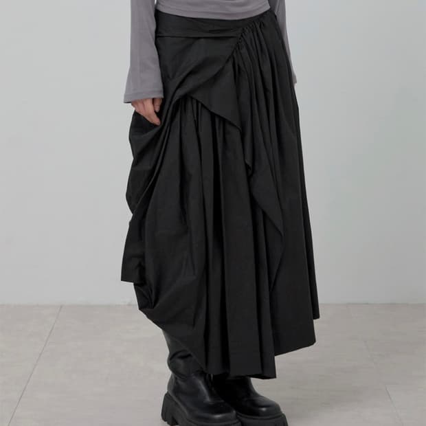 플레어업 Asymmetrical Draped Layered Long Sk