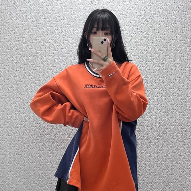 나이키 올드스쿨 레트로 90's 베스킷볼 오렌지 맨투맨 XL C12555