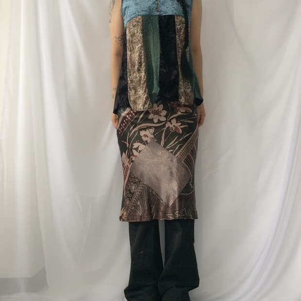 Patch work point velvet layer sleeveless