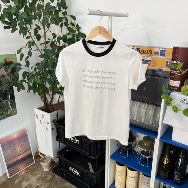 알렉산더왕 큐빅 로고 반팔 티셔츠 L