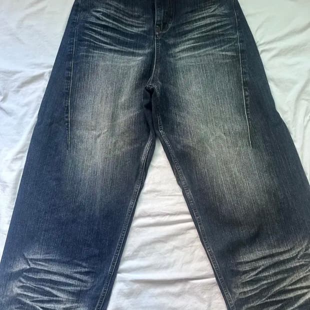 DNSR 와이드 커브드 데님 팬츠 블루[M]