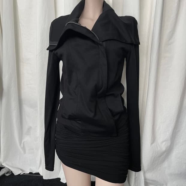 a/x 드레이프 하이넥 코튼 져지 니트 집업