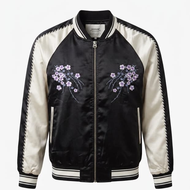 언더에어 블랙 플라워 자수 스카잔 S