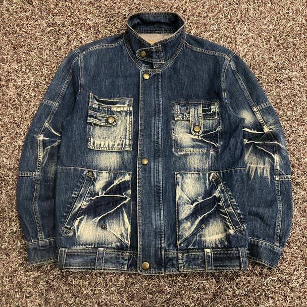 빈티지 워싱 멀티포켓 데님 자켓