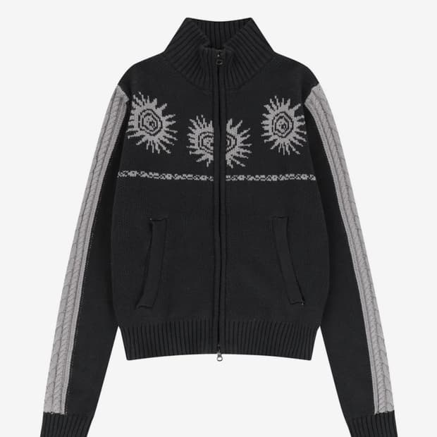 아캄 Sun Jacquard Zip-Up Sweater 