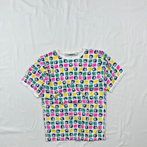 90’s 미키마우스 mickey mouse 카툰 올프린트 반팔티