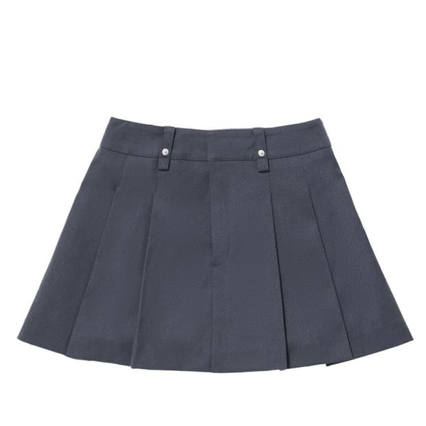 우알롱 Pleats mini skirt 카리나 스커트 차콜 그레이