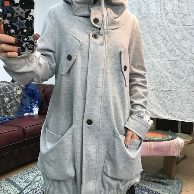 플라스틱아일랜드 하이넥 롱 후드집업 