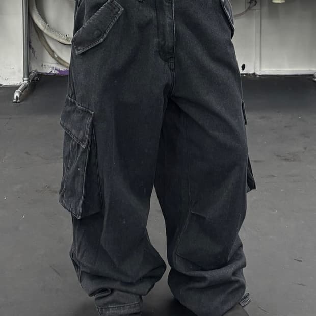 밴딩 와이드 카고팬츠