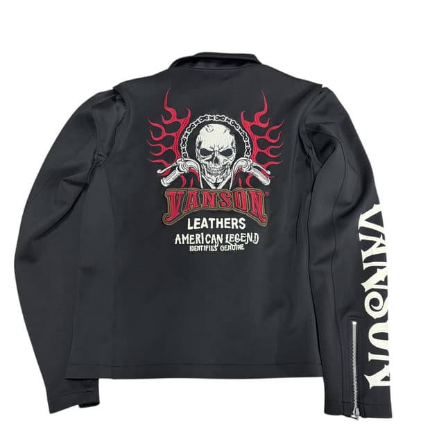 밴슨 스컬 불꽃 자수 져지 자켓