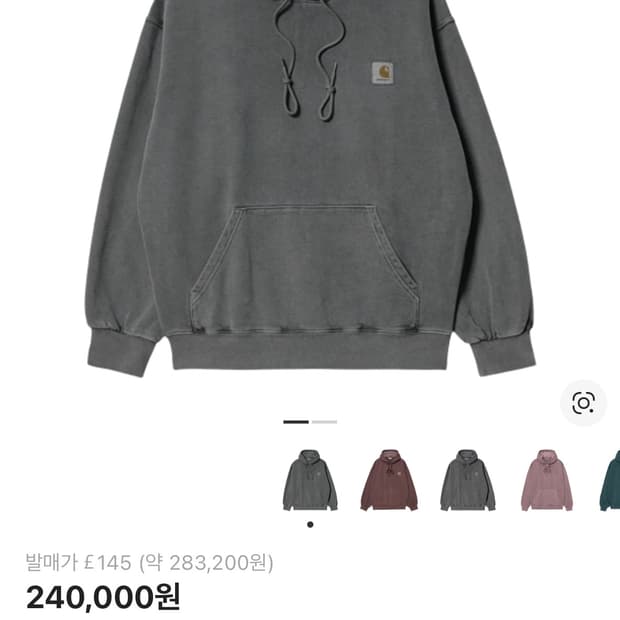 칼하트 WIP 후드티 차콜 색상 XXL