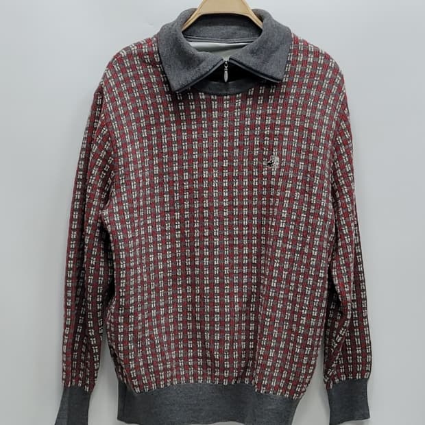 블랙앤화이트 하이넥 하프집업 방풍 니트 / 남 LL (추천 105)
