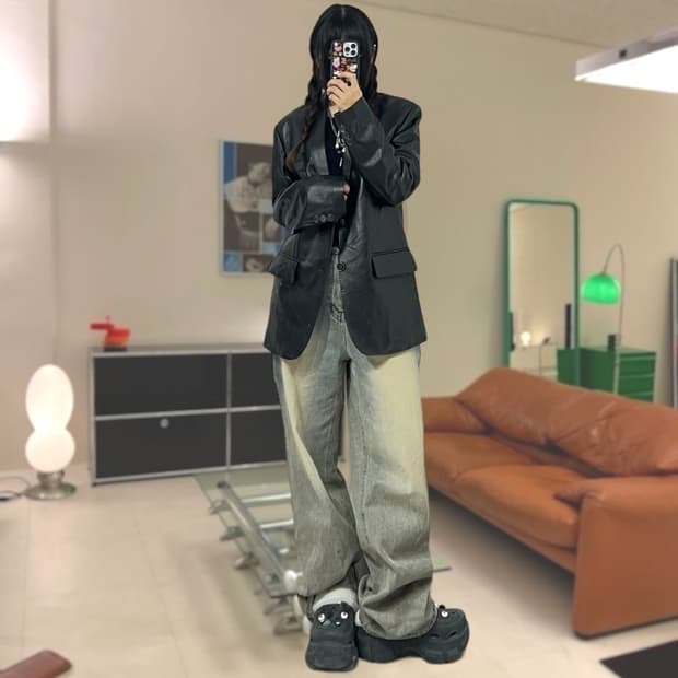 램스킨 리얼레더 블레이저