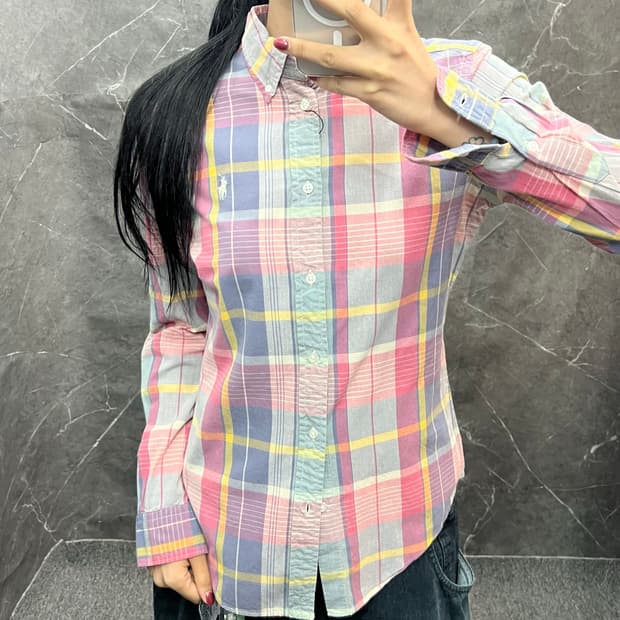 폴로 체크 긴팔 셔츠 s330